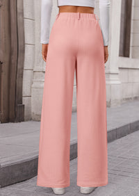 Wide Leg Casual High Elastic Waisted Work Office Palazzo Pants