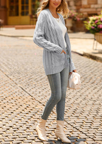 Knitted Solid Color Button Down Chunky Outwear Cardigan