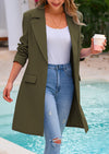 PRETTYGARDEN Women's Spring Fall Long Blazer Jackets Long Sleeve Lapel Pockets Loose Fit Work Casual Blazers Outerwear