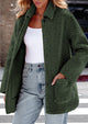 Long Sleeve Lapel Button Down Pockets Fleece Faux Fur Coats