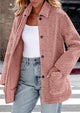 Long Sleeve Lapel Button Down Pockets Fleece Faux Fur Coats