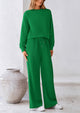 Casual Long Sleeve Pullover Tops and Wide Leg Pants Knitted Two Piece Sets