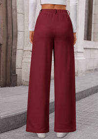 Wide Leg Casual High Elastic Waisted Work Office Palazzo Pants