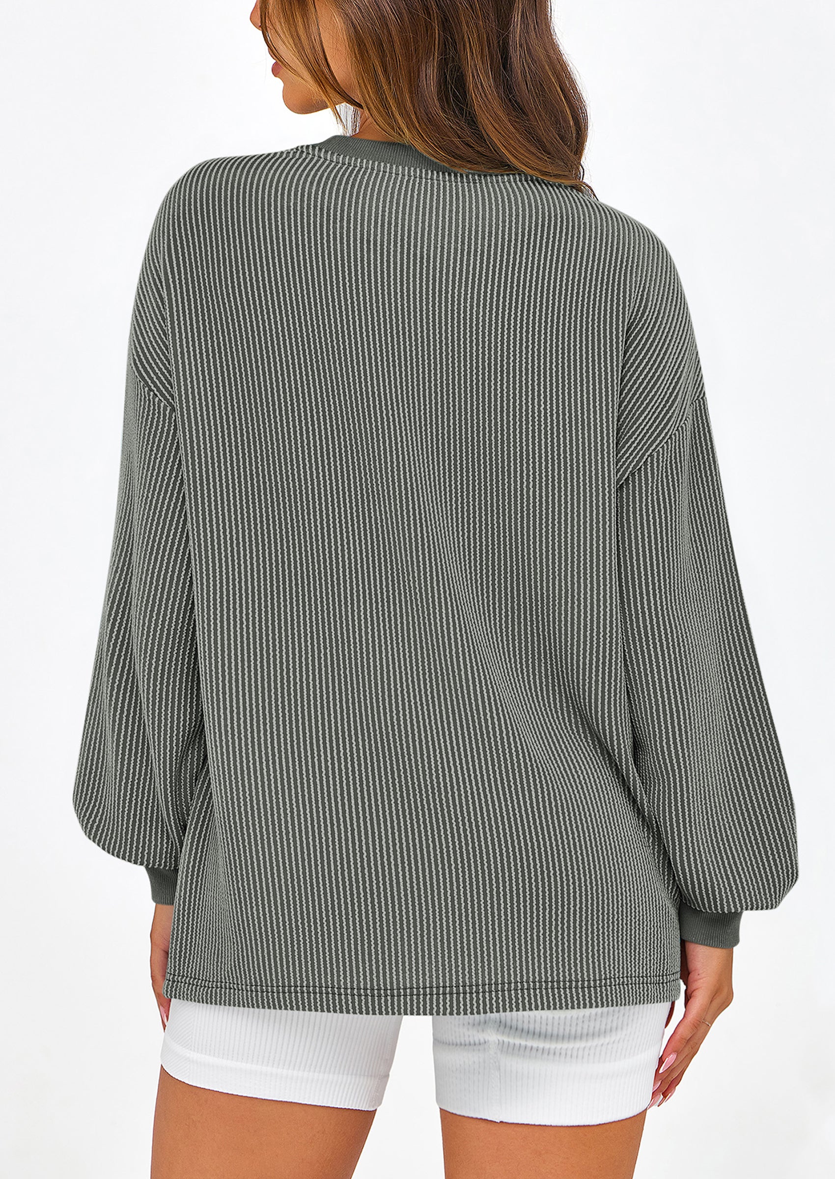 PRETTYGARDEN Women's Long Sleeve Tee Shirts Spring Fall Trendy Clothes Casual Loose Crewneck Ribbed Blouse Tunic Tops