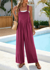Casual Sleeveless Shoulder Strap Loose Wide Leg Pants