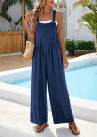 Casual Sleeveless Shoulder Strap Loose Wide Leg Pants