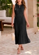 Casual V Neck Swiss Dot Ruffle Sleeveless A Line Beach Sun Dresses