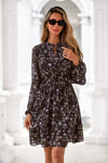 PRETTYGARDEN Women's Fall Boho Dresses Floral Long Sleeve V Neck Mini Flowy Wedding Guest Dress Trendy Vacation Outfits