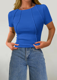Short Sleeved Casual Round Neck Slim Fit T-Shirt