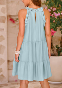 Leisure sleeveless A-line mini beach vacation dress