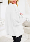 PRETTYGARDEN Women's Winter Button Down Cardigan Sweaters Mock Neck Lantern Long Sleeve Chunky Knit Jacket Trendy Outerwear