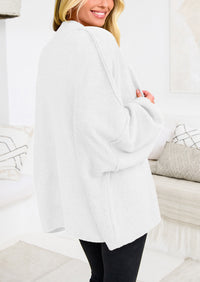 PRETTYGARDEN Women's Winter Button Down Cardigan Sweaters Mock Neck Lantern Long Sleeve Chunky Knit Jacket Trendy Outerwear