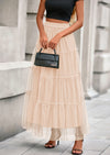 PRETTYGARDEN Maxi Skirts for Women Fall Tulle High Waisted Ruffle Flowy A-Line Long Skirt Country Concert Outfits