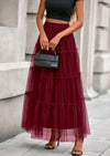 PRETTYGARDEN Maxi Skirts for Women Fall Tulle High Waisted Ruffle Flowy A-Line Long Skirt Country Concert Outfits