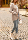 Knitted Solid Color Button Down Chunky Outwear Cardigan