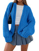 Solid Color Knitted Long Sleeved Cardigan