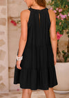 BTFBM Women Summer Halter Dresses Casual Spring 2025 Sleeveless A-Line Tiered Swing Mini Dress Beach Vacation Sundress