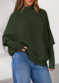 PRETTYGARDEN Womens Sweaters Fall Fashion Casual Loose Turtleneck Batwing Long Sleeve Knit Sweater Pullover Tops