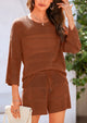 Cover up Hollow Out Knit Half Sleeve 2 Piece Sets