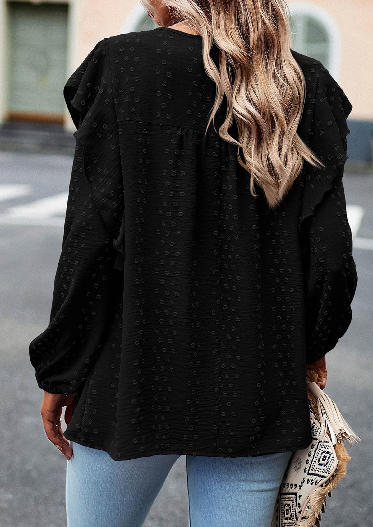 Long Sleeved Casual Round Neck Bohemian Blouses