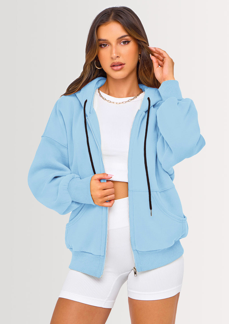 PRETTYGARDEN Women's Fall Oversized Hoodies Sweatshirt Long Sleeve Zip Up Pockets Loose Fit Y2K Winter Jackets Coat