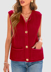 PRETTYGARDEN Women's Summer Sweaters Vest Sleeveless Button Down Cropped Pockets Chunky Knit Cardigan Trendy Tank Tops