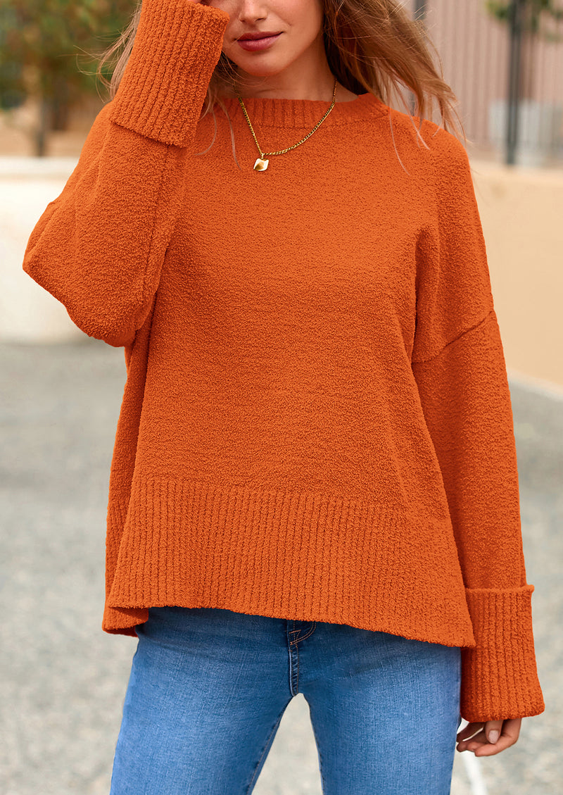 PRETTYGARDEN Women's Fall Oversized Sweaters Casual Crewneck Pullover Long Sleeve Fuzzy Chunky Knit Tops Blouse