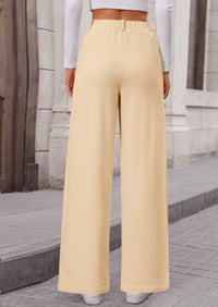 Wide Leg Casual High Elastic Waisted Work Office Palazzo Pants