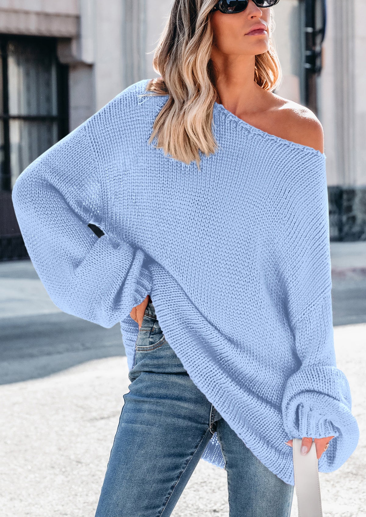 Chunky Loose Long Sleeve V Neck Oversized Casual Knit Pullover Sweaters
