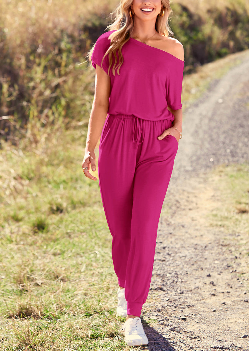 PRETTYGARDEN Dressy Off Shoulder Romper Spring Vacation Travel Lounge Outfits Clothes
