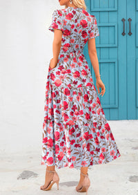 Casual V-neck short sleeved Bohemian Maxi dress