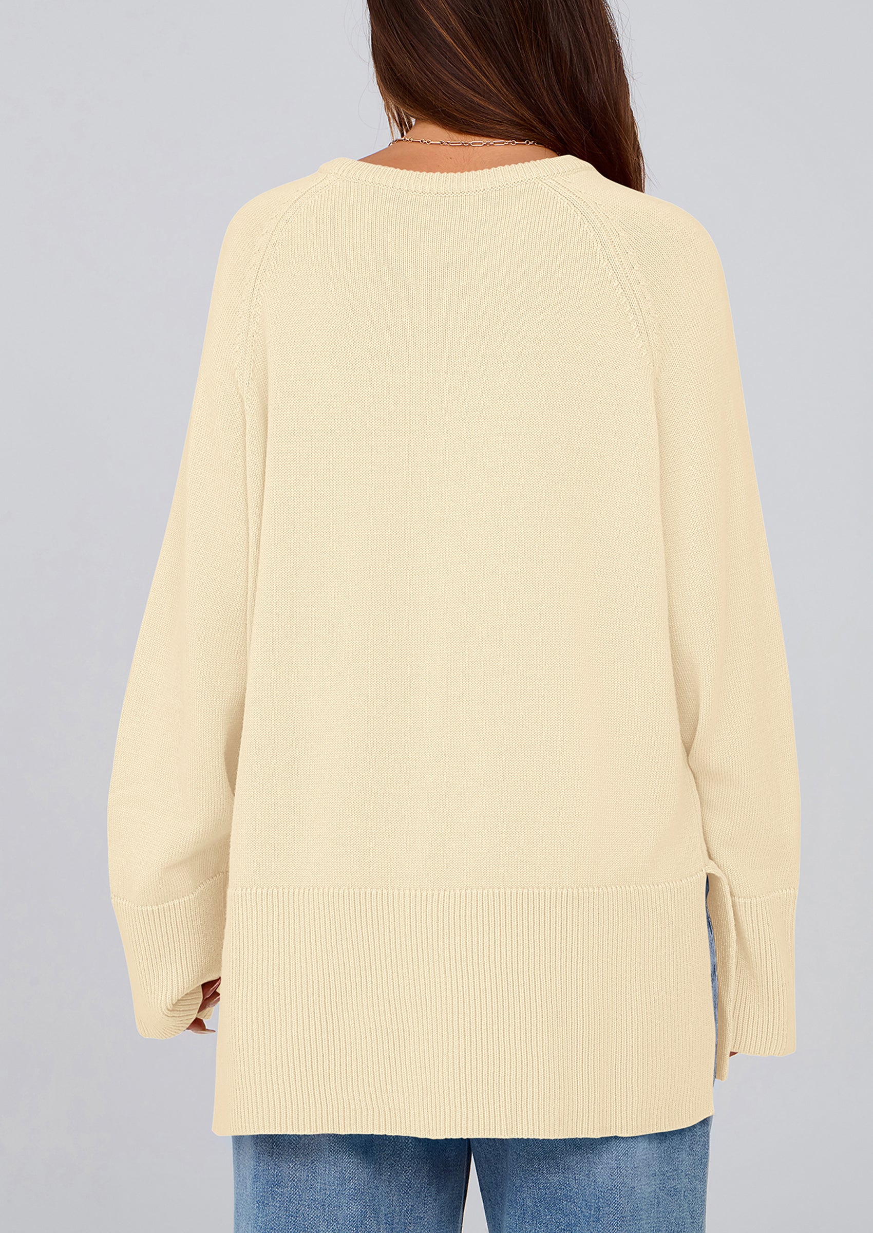 PRETTYGARDEN Women's Knit Fall Sweaters Long Sleeve Pullover Crewneck Split Hem Oversized Tunic Sweater Tops Winter Clothing