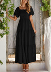 PRETTYGARDEN Womens Summer Smocked Tiered Ruffle A Line Beach Maxi Dresses