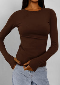 Casual Long Sleeved Round Neck Y2k Top