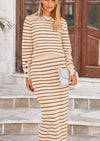 PRETTYGARDEN 2 Piece Skirts Sets For Women Fall Fashion Striped Sweater Dress Knit Lounge Travel Outfits Winter Clothing