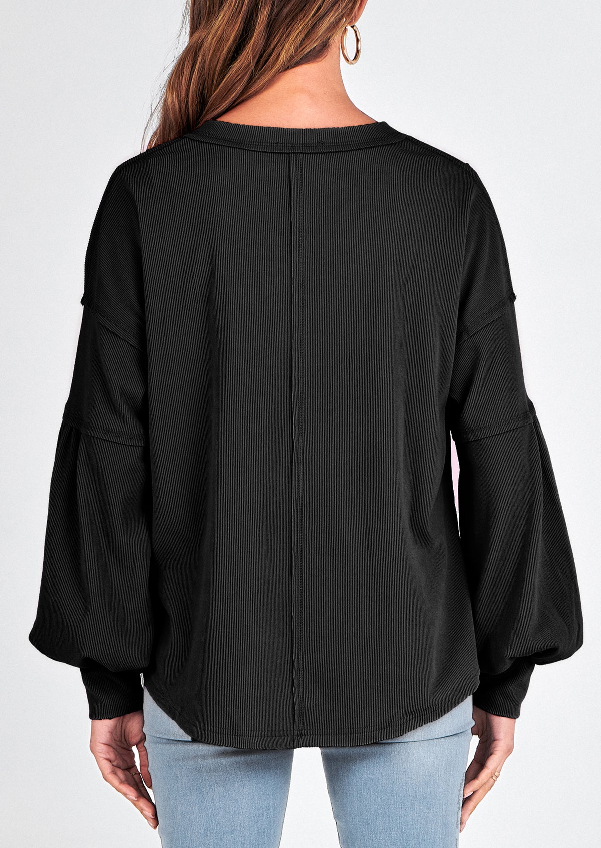Long Sleeved Casual V-Neck Loose Knit Pullover