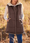 PRETTYGARDEN Womens Fall Reversible Vests Sleeveless Fleece Jacket Zip Up Hoodie Pockets Long Warm Winter Coat Outerwear