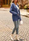 Knitted Solid Color Button Down Chunky Outwear Cardigan