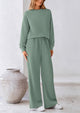 Casual Long Sleeve Pullover Tops and Wide Leg Pants Knitted Two Piece Sets