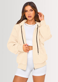 PRETTYGARDEN Women's Fall Oversized Hoodies Sweatshirt Long Sleeve Zip Up Pockets Loose Fit Y2K Winter Jackets Coat