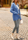 Knitted Solid Color Button Down Chunky Outwear Cardigan