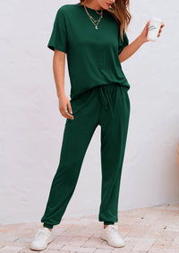 Two Piece Outfit Short Sleeve  Pullover Tops Tracksuits