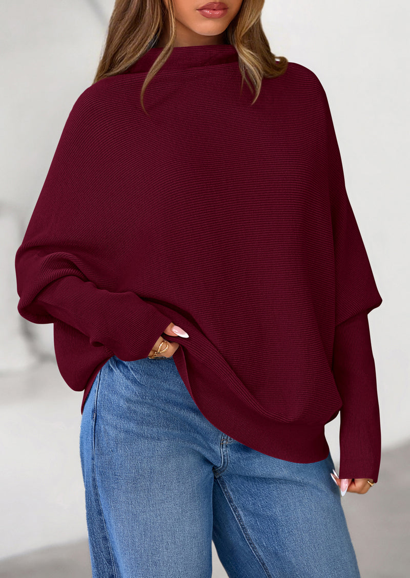 PRETTYGARDEN Womens Sweaters Fall Fashion Casual Loose Turtleneck Batwing Long Sleeve Knit Sweater Pullover Tops