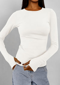 Casual Long Sleeved Round Neck Y2k Top