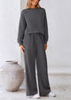 Casual Long Sleeve Pullover Tops and Wide Leg Pants Knitted Two Piece Sets