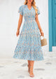 Casual V-neck short sleeved Bohemian Maxi dress