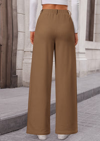 Wide Leg Casual High Elastic Waisted Work Office Palazzo Pants
