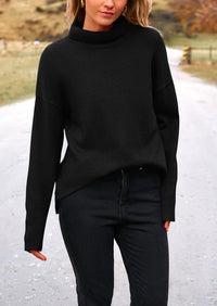 Long Sleeve Oversized Chunky Knitted Casual Turtleneck Sweaters