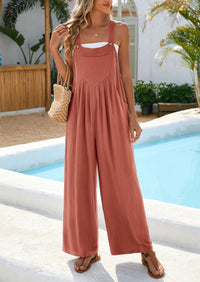 Casual Sleeveless Shoulder Strap Loose Wide Leg Pants