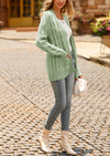 Knitted Solid Color Button Down Chunky Outwear Cardigan